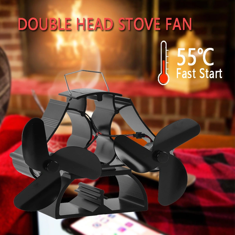 Wood Burner Silent High-Temperature Fireplace Fan Twin Motors Stove Fan
